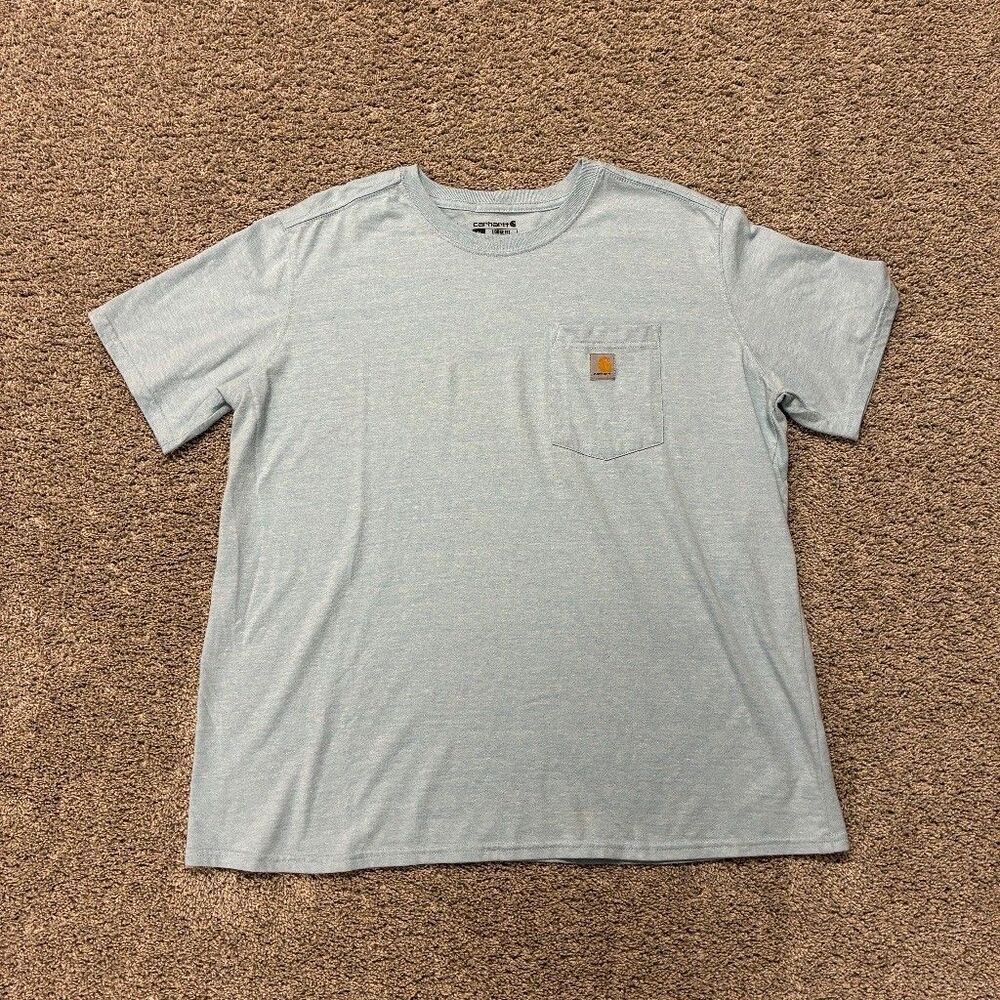 Carhartt Pocket Tee Womens 1X Powder Blue Loose Fit Workwear Gorpcore Casual